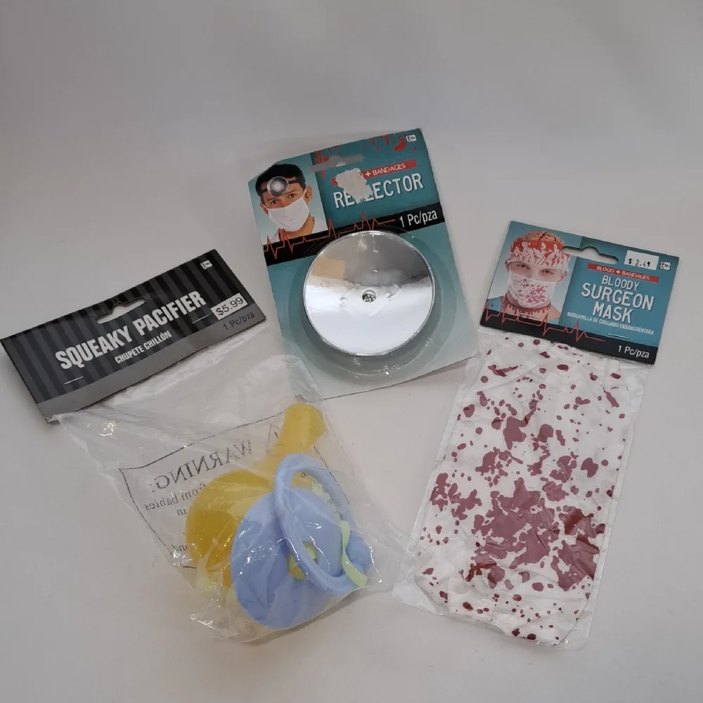 Reflective Silver Face Mask for Men Costume Bundle